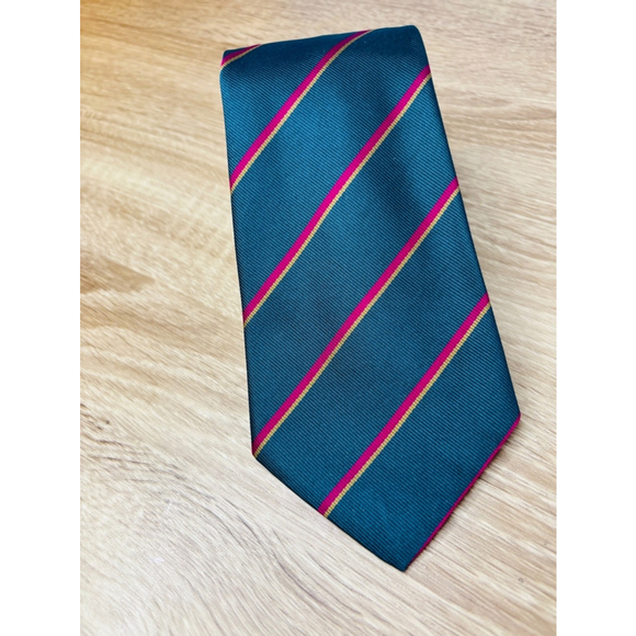 Atkinsons 100% Silk Stripes Men's Neck Tie Teal Made In United Kingdom - Picture 1 of 6